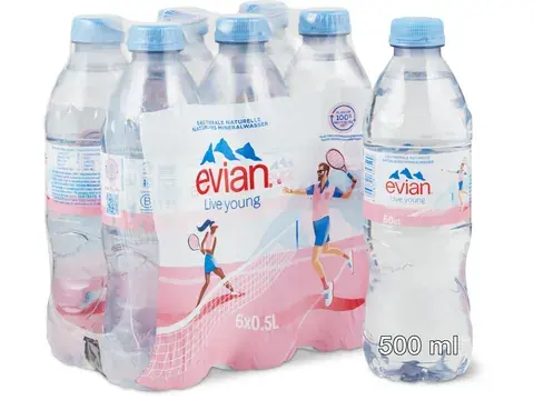 Evian · Natürliches Mineralwasser · ohne Kohlensäure